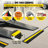 Cable Protector Ramp 40" L x 6" W x 1.2" H with 1 Channel, Rubber, 4-Pack Cable Cover Ramp, Black/Yellow, 22046 lbs Load Capacity Slip-Proof Surface