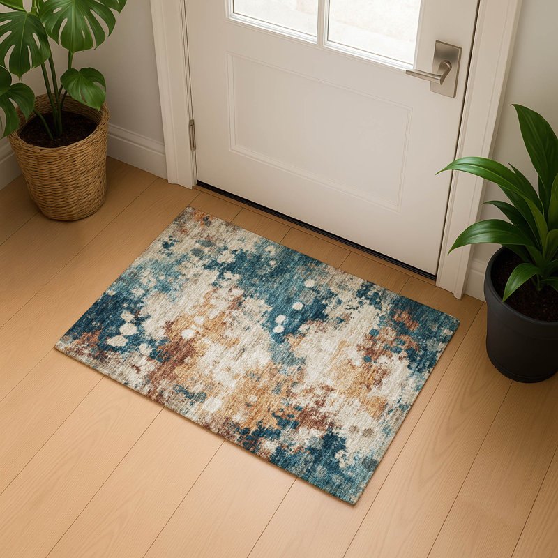 Tapis abstrait lavable à la machine Premium, Rectangle 1 pi 8 po x 2 pi 6 po