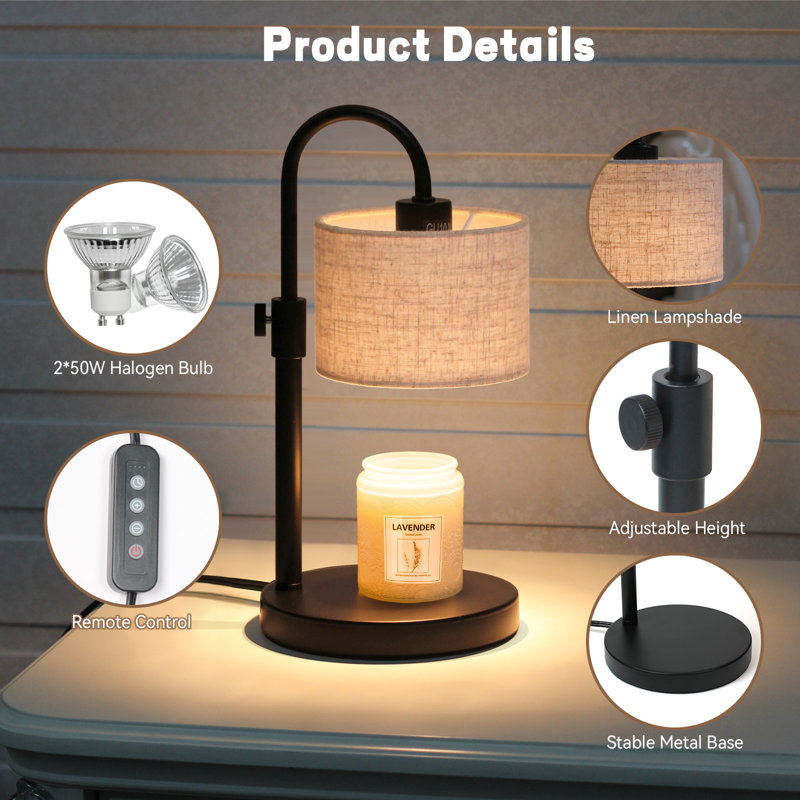 Bougie chauffe-lampe avec minuterie, chauffe-cire à hauteur réglable avec deux ampoules, décoration de maison, cadeaux pour femmes
