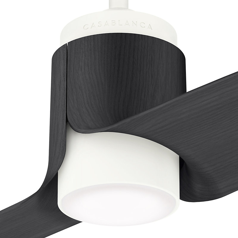 54" Aya 2 - Blade LED Smart Standard Ceiling Fan with Wall Control and Light Kit Included, Black Ash