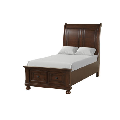 Leonid F43DDE626F1B4C5FA089F342D8F5D1FB Twin Bed Brown Cherry Finish