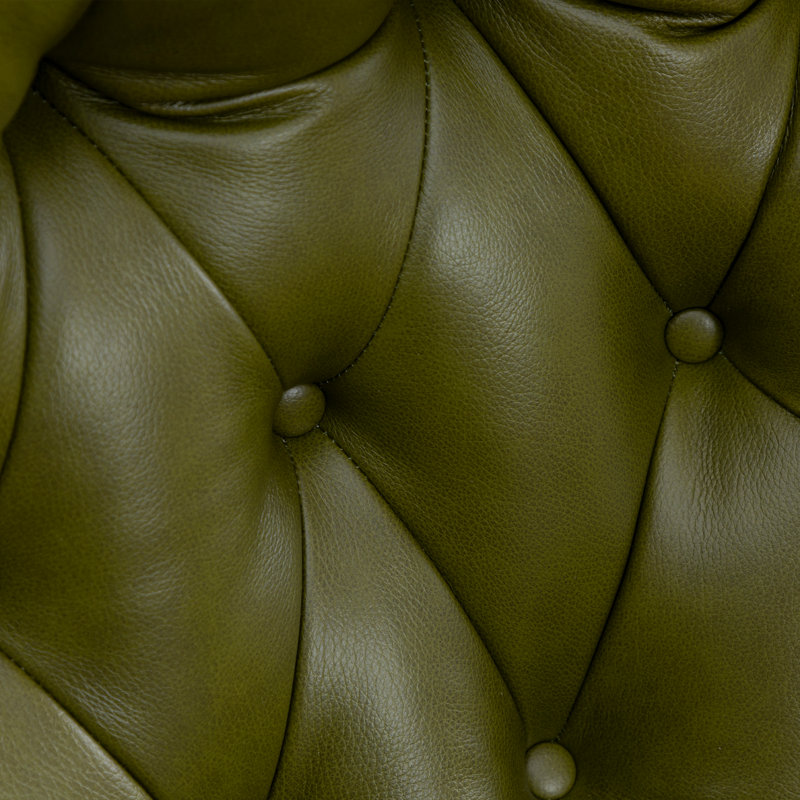 Fauteuil inclinable à oreilles pivotant en cuir véritable (ensemble de 2), Vert olive