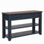 Console en bois de pin massif 48 po, table d'appoint moderne avec 3 tiroirs de rangement et 2 tablettes. Facile à assembler (bleu marine + plateau brun (ancien SKU: W120246667