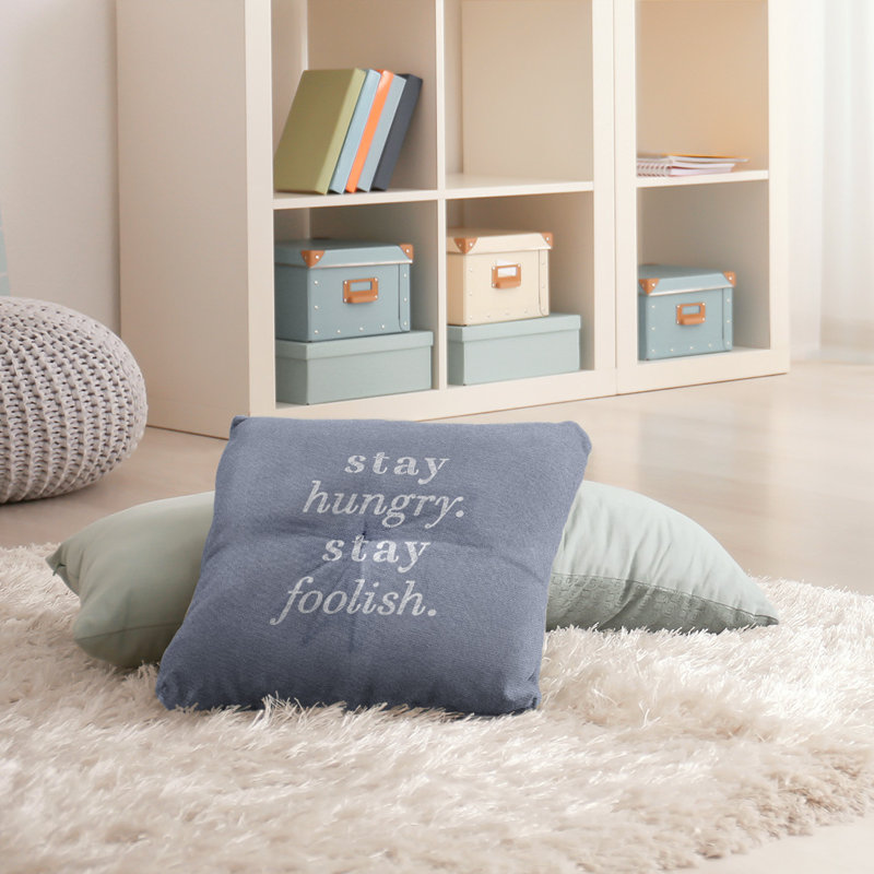 Coussin décoratif intérieur / extérieur Stay affamé, Bleu / blanc, H 30 po x l 30 po