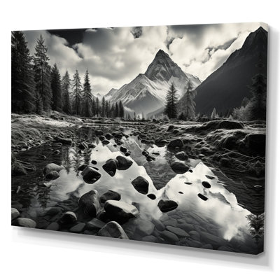 «Canadablack And White Mountain Reflections II», reproduction sur toile