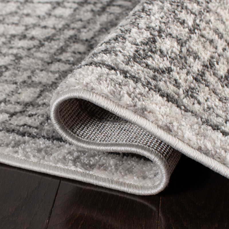 Tapis géométrique ivoire / argent Bethlyn, Rectangle de 10 pi x 14 pi