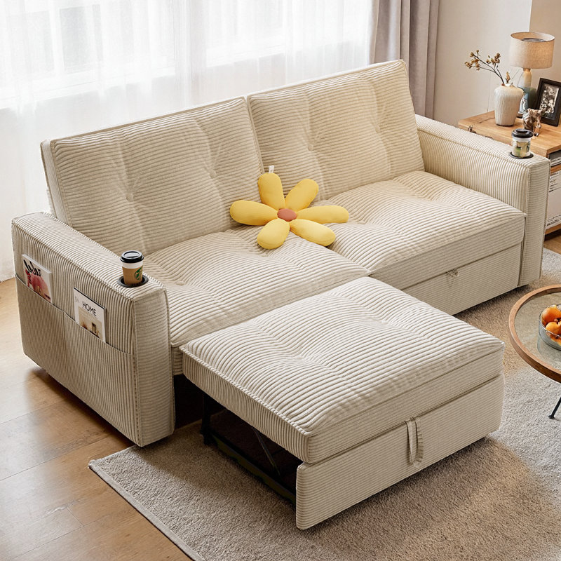 Canapé-lit 73,2 po multifonctionnel convertible 2-en-1 avec mousse à mémoire de forme, conception compacte pour les salons, les chambres à coucher et les appartements