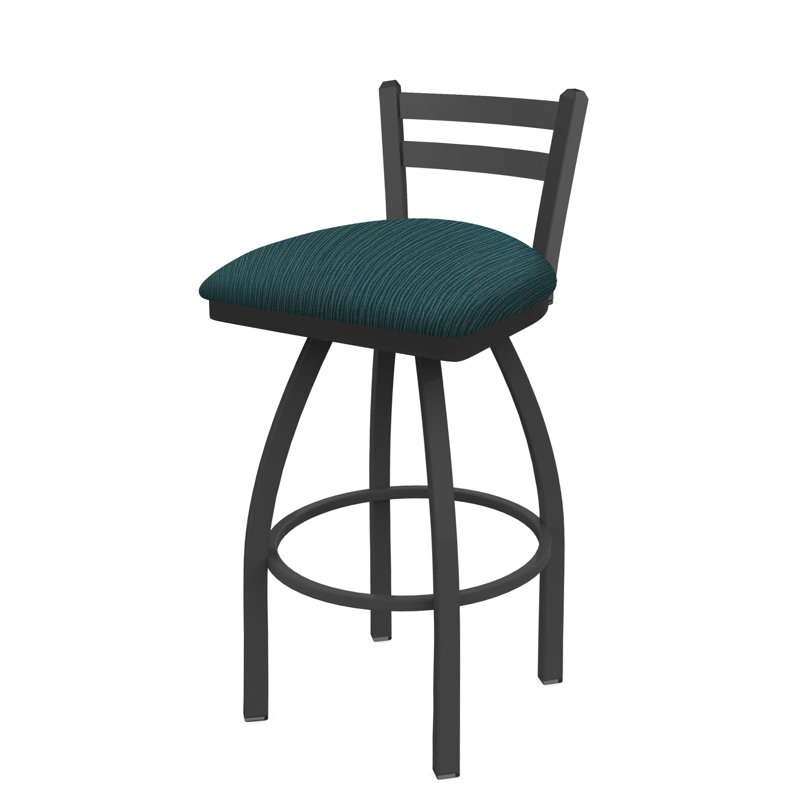 411 Jackie Low Back Swivel Bar & Counter Stool, Anodized Nickel, Counter Stool (25" Seat Height), Fabric-Graph Alpine