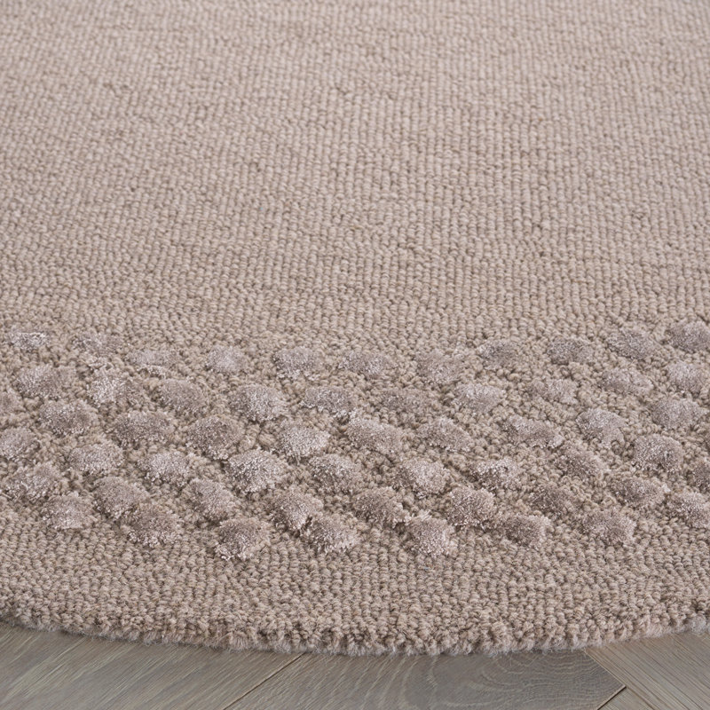 Tapis beige en laine / viscose / coton touffeté à la main Elick, Rond 6 pi