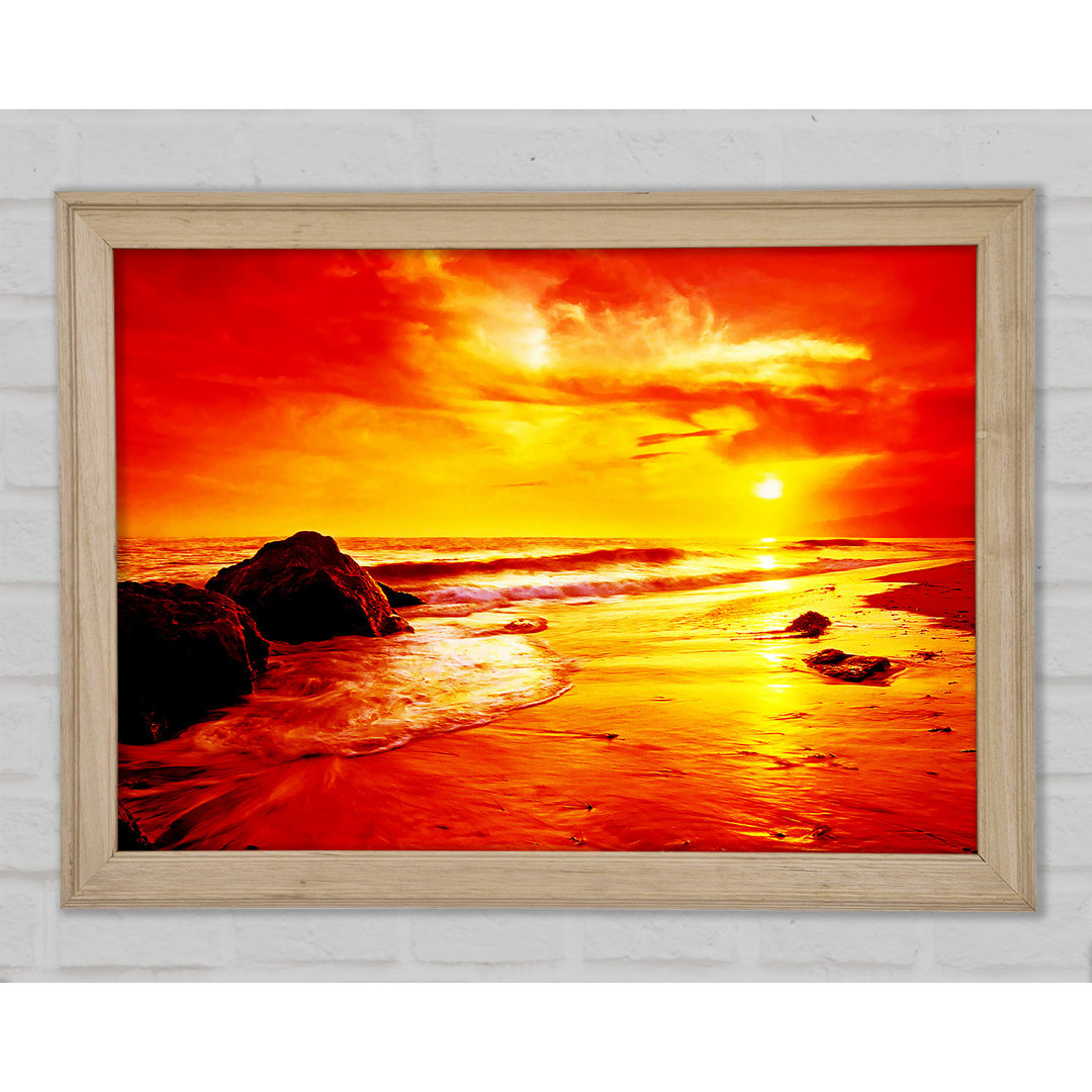 Gerahmtes Leinwandbild Blazing Orange Seas