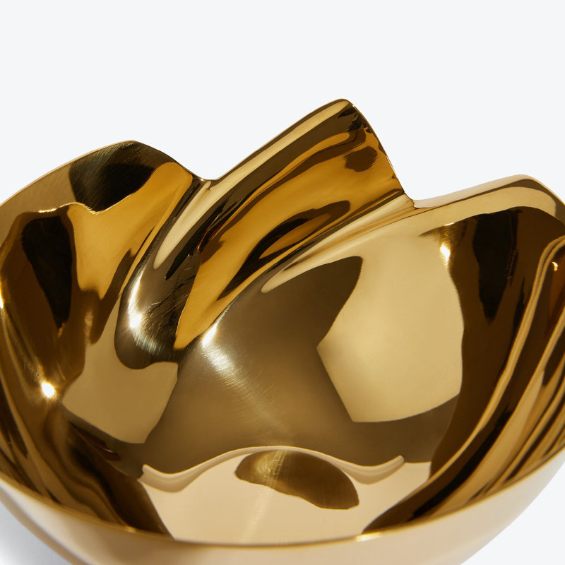 SERENITY Polished Stainless Steel Decorative Bowl, Gold Polished Stainless Steel