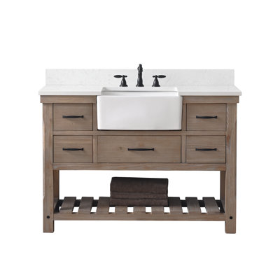 Curiel 48'' Single Bathroom Vanity with Engineered Stone Top