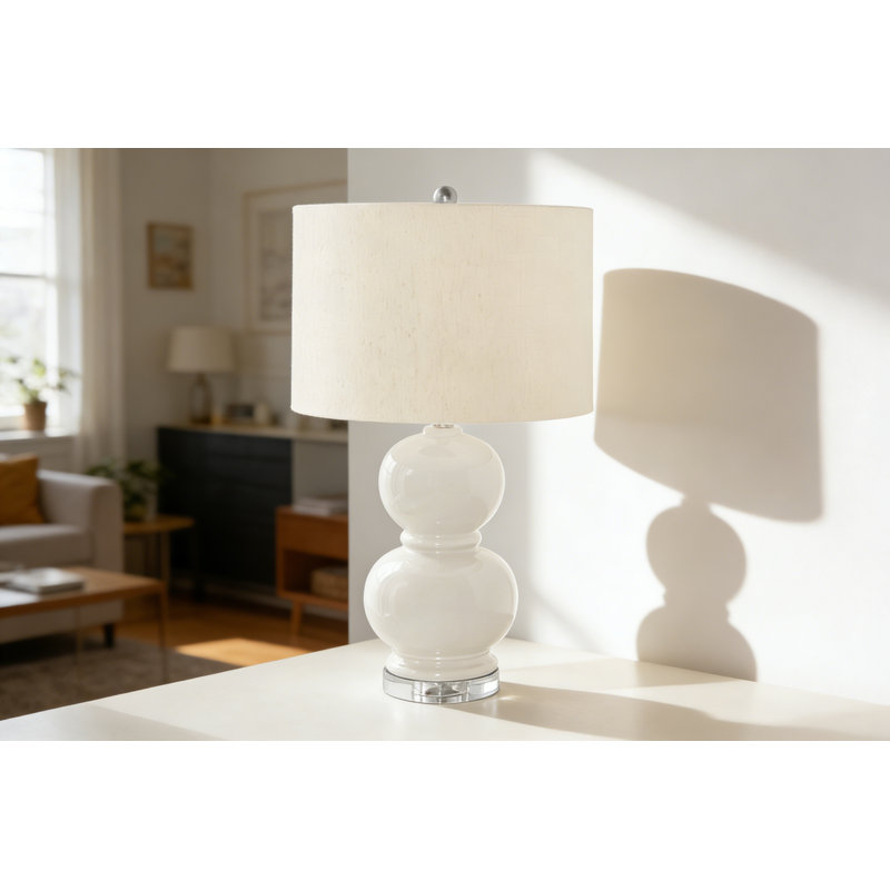 Lighting, 25"h, Cream Ceramic, Ivory / Cream Shade, Contemporary, Cream