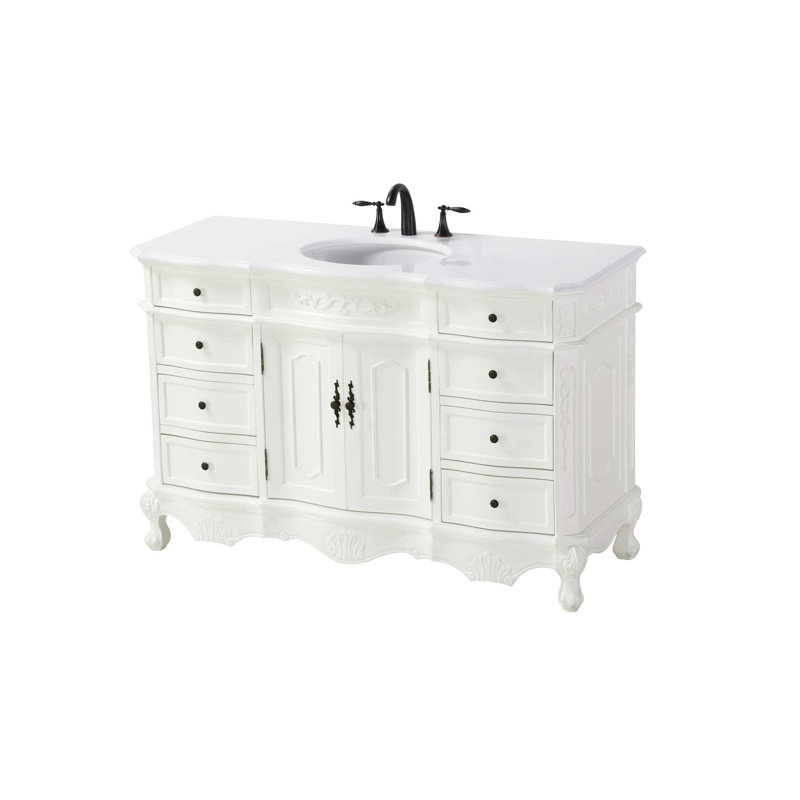 Meuble-lavabo simple 54 po blanc antique, Blanc antique