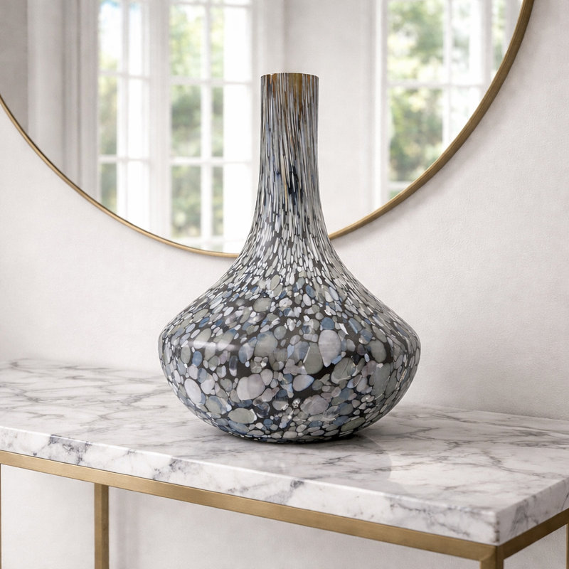 Vase en verre blanc à motifs 10 po