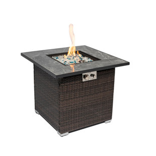 Table de foyer d'extérieur au propane en acier H 24,8 po x l 30 po