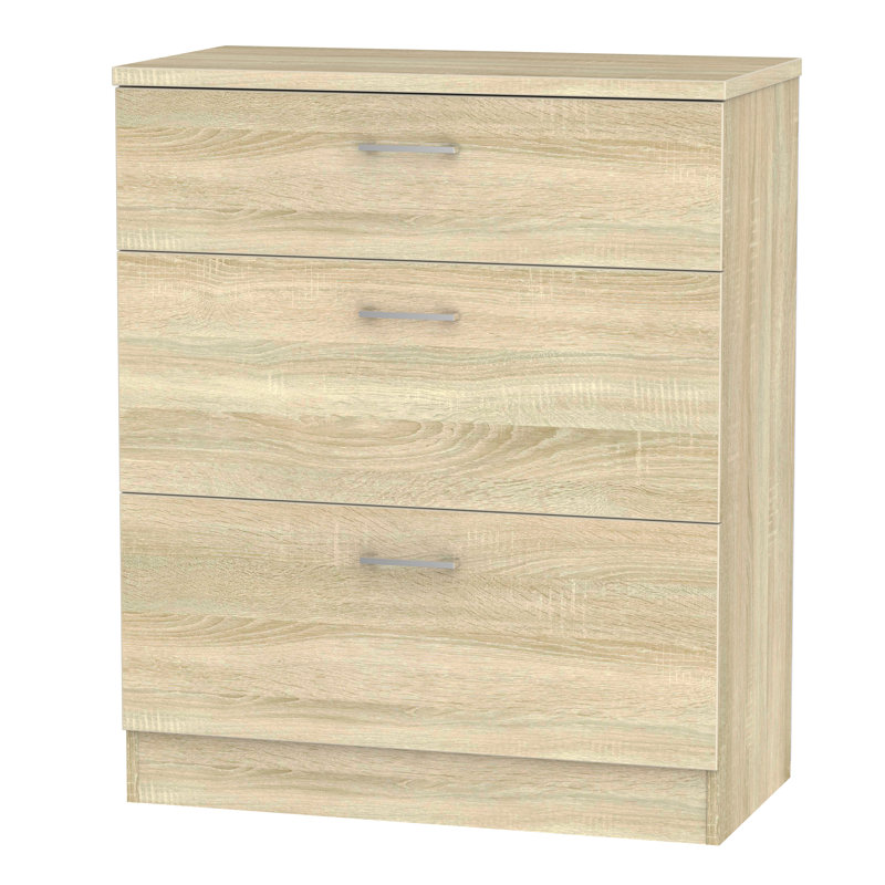 Fully Assembled Ingram 3 Drawer Chest, Bardolino Oak