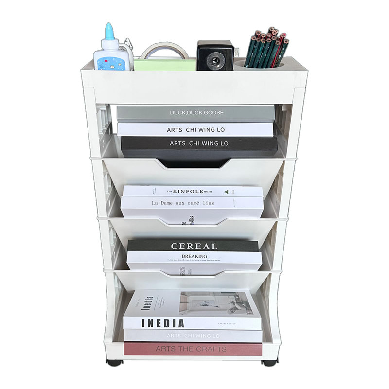 5 Tier Rolling Book Utility Cart with Wheels