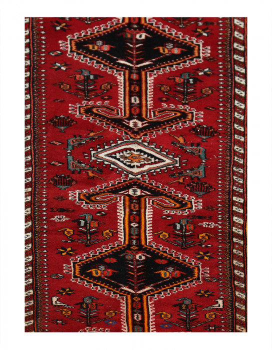 Fine Hand knotted Persian shiraz runner 3'6"x14'4''