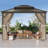 Double-Top 12 Ft. W x 10 Ft. D Hardtop Patio Gazebo with Polyester Curtains and Nettings