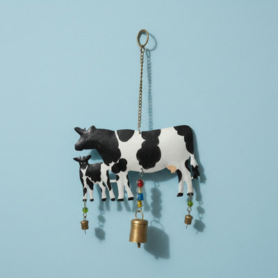 Carillon Daisy D vache en noir et blanc