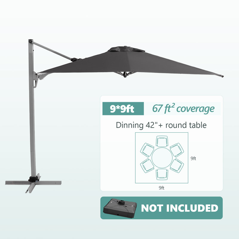 Parasol en porte-à-faux 9 pi, Noir