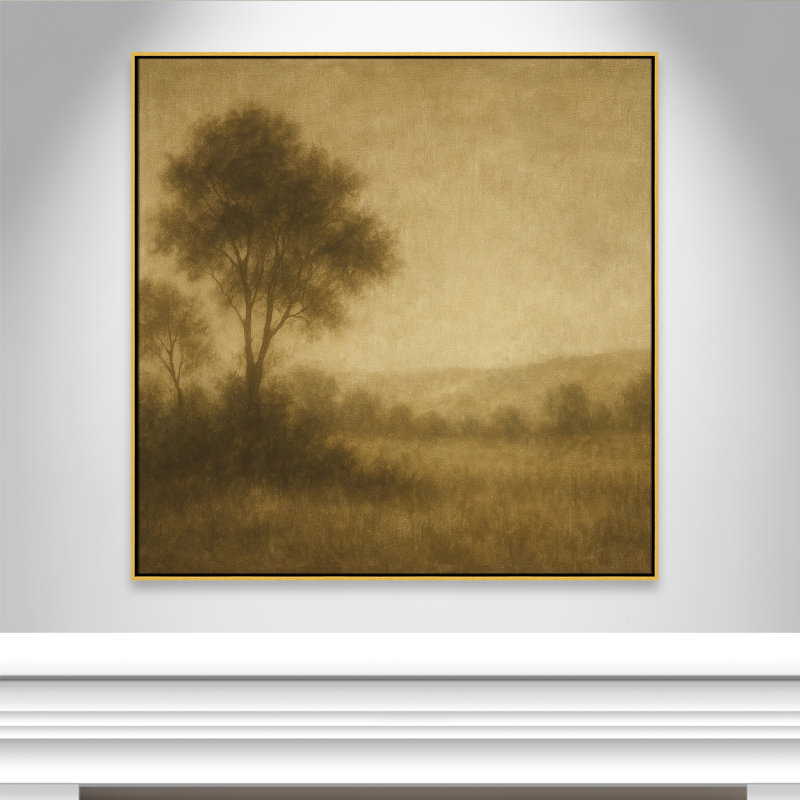 «Quiet Meadow II» par Fredrick Ashcroft, L 46,5 po x H 46,5 po, Toile avec cadre, Gold Floater