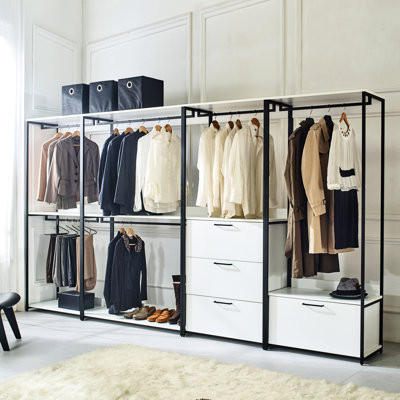 Armoire blanche - Cadre en métal, rangement très profond, résistance à la chaleur et à l'eau, cadre de tableau de qualité Scratch Stain E0 avec rangement pour taches, rayures, chaleur, calibré