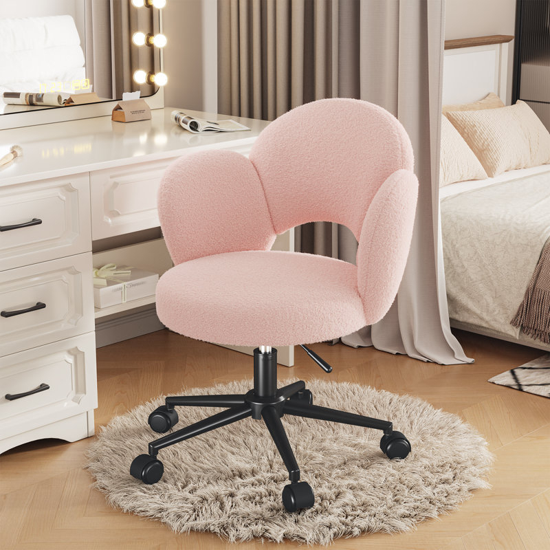 Chaise de bureau à dossier réglable avec hauteur et pivotant Lovely Petal, Rose clair
