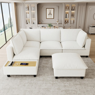 6 - Piece 90'' Upholstered U-Shape Sectional