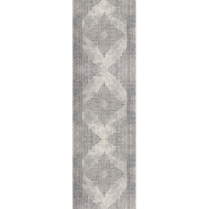 12' Gray And Beige Moroccan Runner Rug