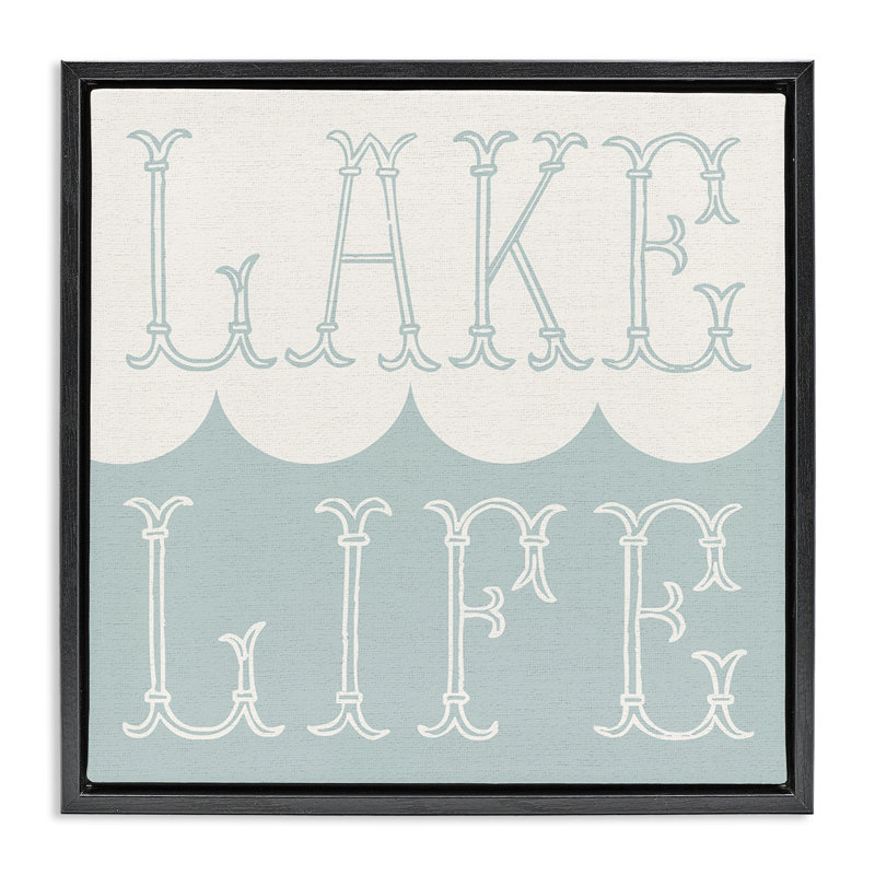 «Lake Life with Wave» par Daphne Polselli, H 25 po x l 25 po, Cadre flottant métallique doré