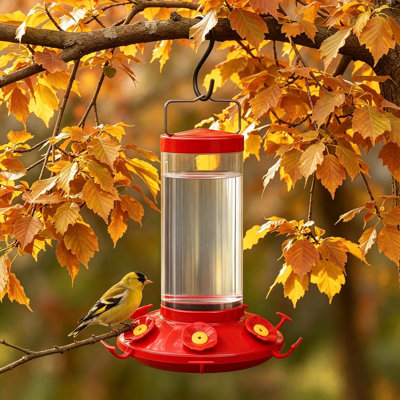 48-Ounce Hummingbird Feeder With Six Feeding Ports, Shatter-Proof Clear Plastic Reservoir, Wide-Mouth Design For Easy Cleaning And Filling