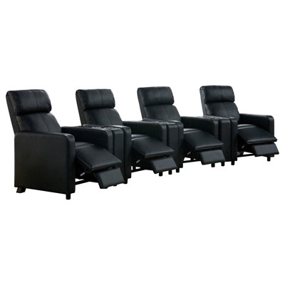 Kryton Upholstered Tufted Recliner Living Room Set Black
