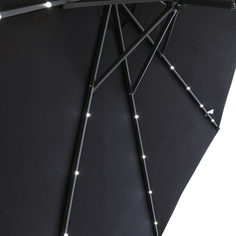 Antibes 2.7m Traditional Parasol with Lights, Black