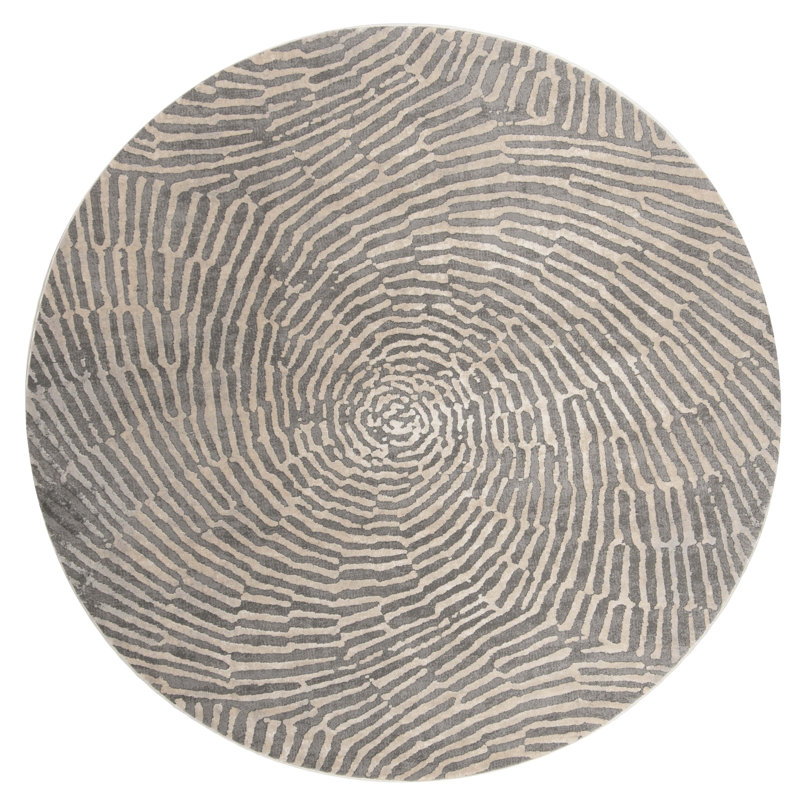 Tapis abstrait taupe Wendi, Rond 8 pi