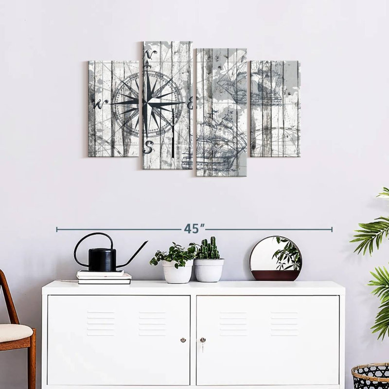 Boussole, reproduction sur toile, H 22 po x l 36 po x P 1 po