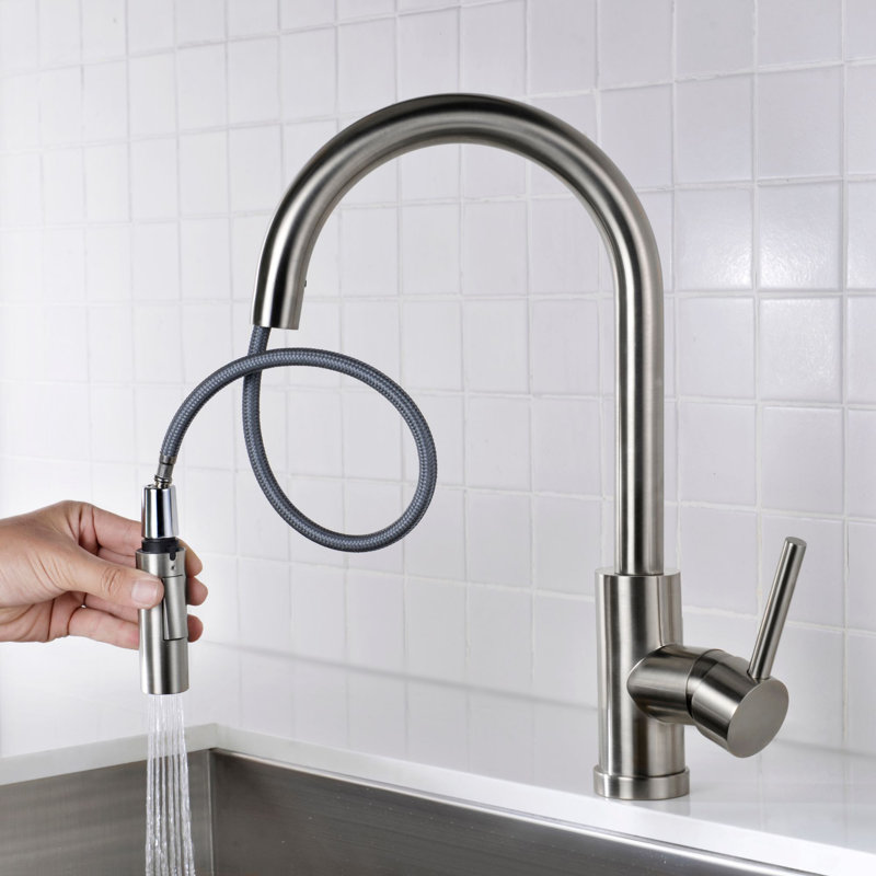 Single Handle Two Modes Pull-down Kitchen Faucet, Brushed Nickel