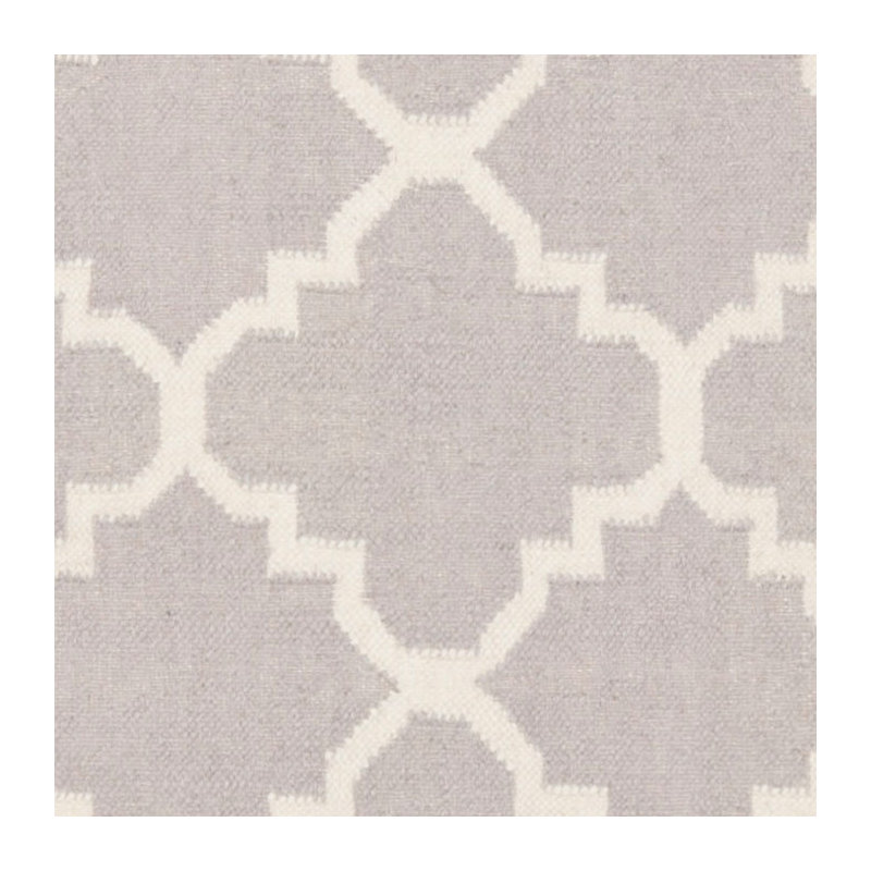 Rodgers Hand Woven Flat Weave Wool/Cotton Geometric Rug in Gray, Round 6'