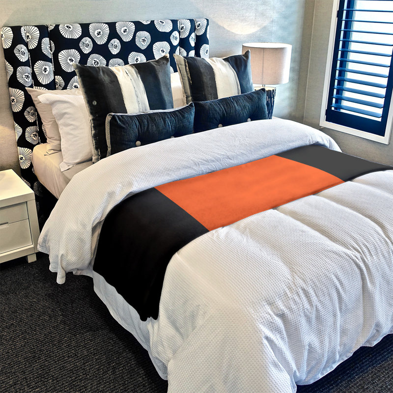 Quilted Throw Blanket, 60" x 80", Black/Orange/Black, Mink Touch