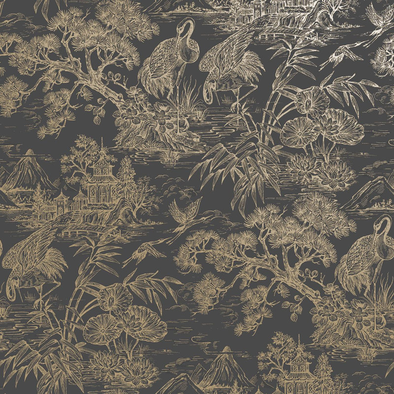 Double rouleau botanique, Gris anthracite / or