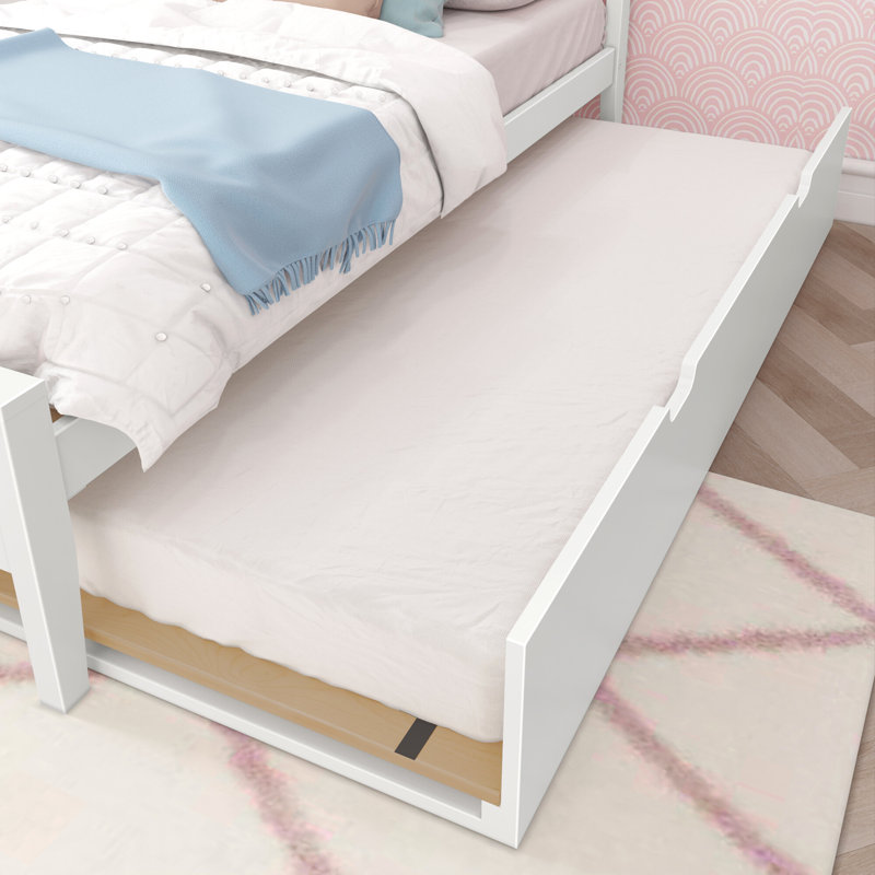 Lit gigogne en bois massif Rosenthal, Blanc, Simple