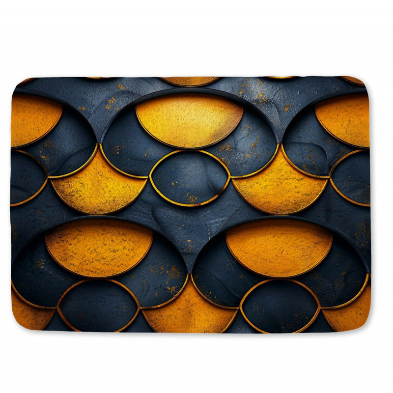Trendy Floral Plush Geometric Bath Mat, 17"W x 24"L