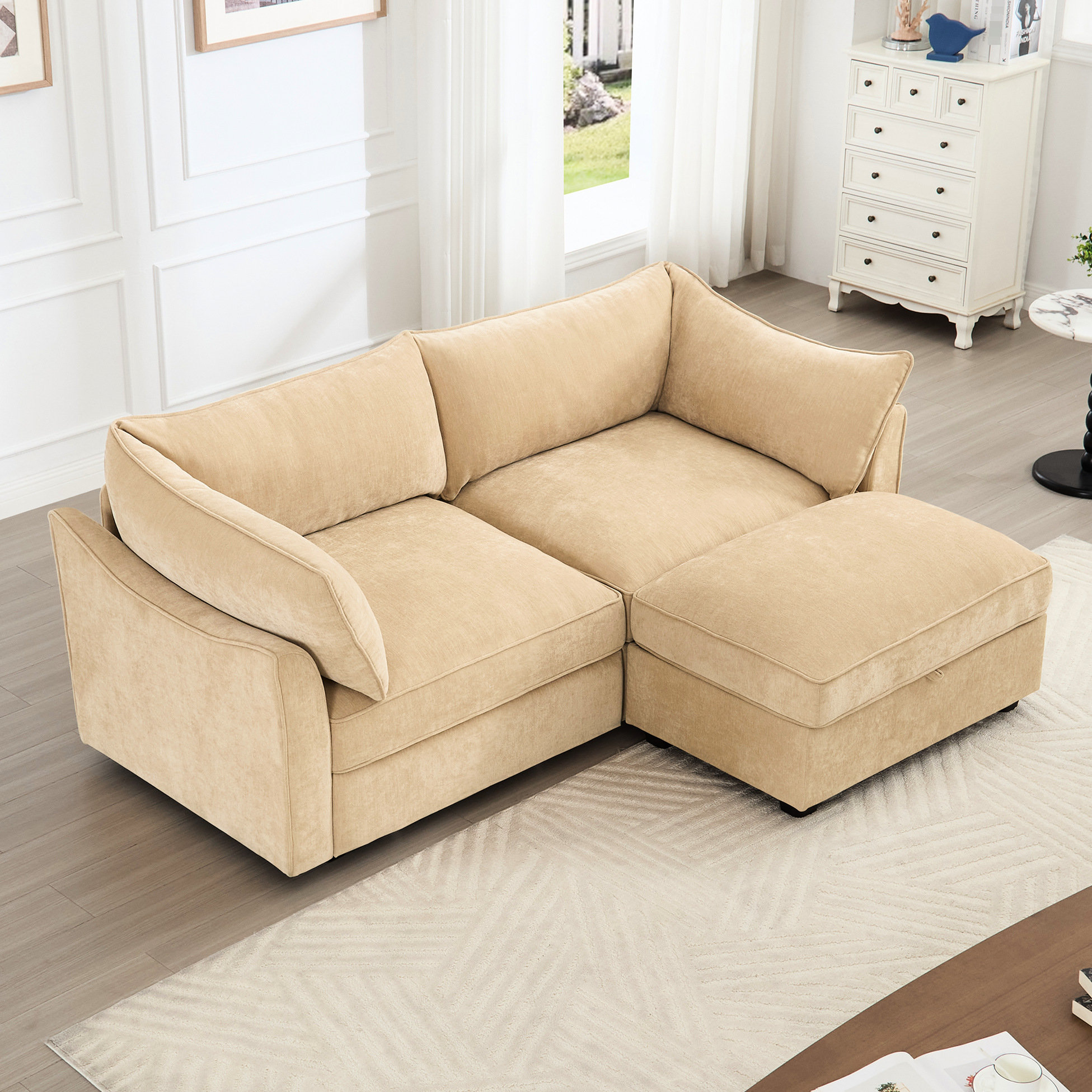 Latitude Run® 2 Seater With Footrest And 1 Movable , Chenille Pull Out ...