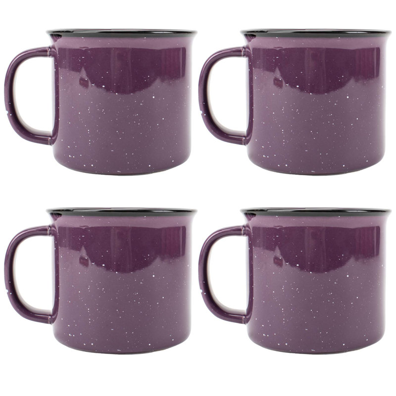 Ensemble de 4 tasses en céramique Camper moucheté mauve, Mauve