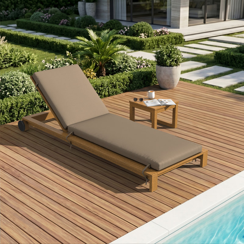 Lani Sunbrella® Outdoor Chaise Lounge Cushion, 24" W x 73" D, Sunbrella Play Camel