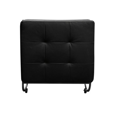 Futon de chaise ajustable noir convertible en lit pliable, coussin revêtu de polyuréthane, structure en métal et roulettes, support de poids de 220 lb, l 37 po x P 28 po x H 33 po, lit 75 po x H 11 po. Finition avec mécanisme.