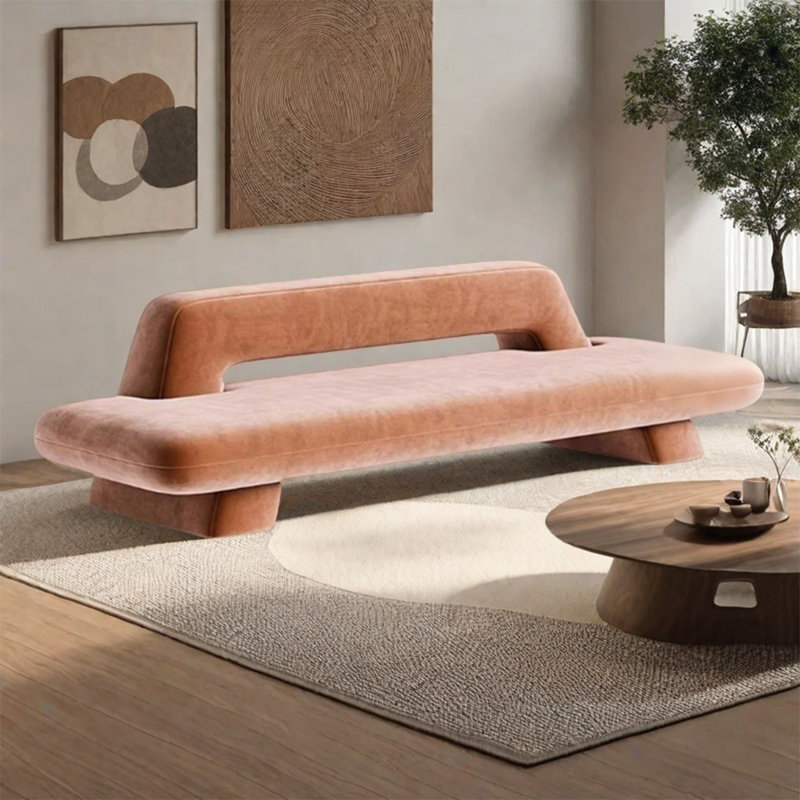 Wind bench resting solid wood upholstered, Pink