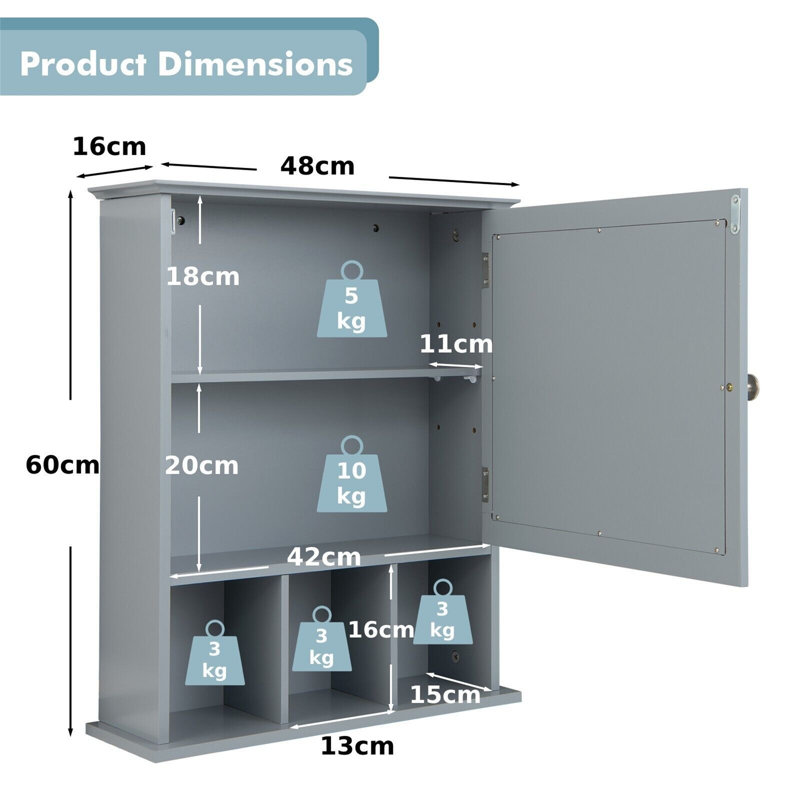 W H Wall Mounted Required Medicine Cabinet Mirror
