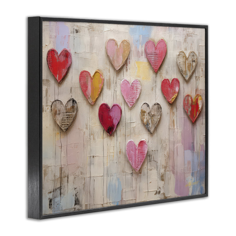 «Playful Love Hearts Collage», estampe numérique encadrée par LSR Design Studio, H 11 po x l 14 po